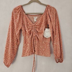 JAPNA scrunch Crop Sz XS Balloon Sleeve Milkmaid